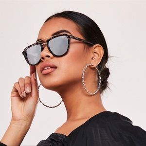 QUAY Mystic Aviator Sunglasses Warm Black Tortoise /Silver Mirror